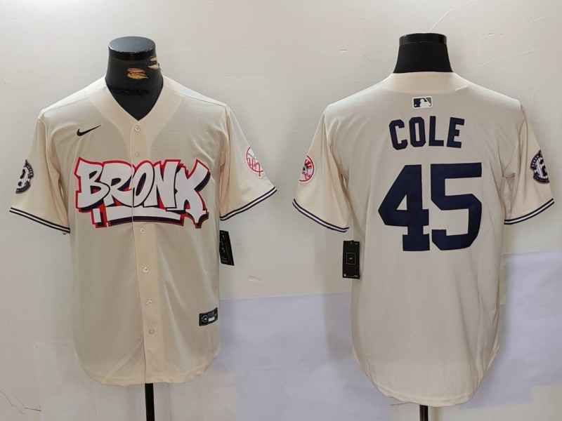 Men New York Yankees #45 Cole Cream joint name 2024 Nike MLB Jersey style 1